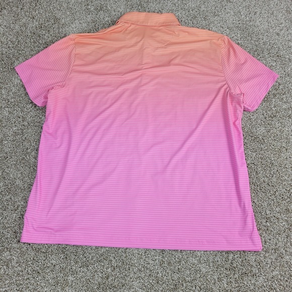 Birdie Bound Mens 2XL Orange Pink Striped Performance Stretch Golf Polo SS - Picture 3 of 5